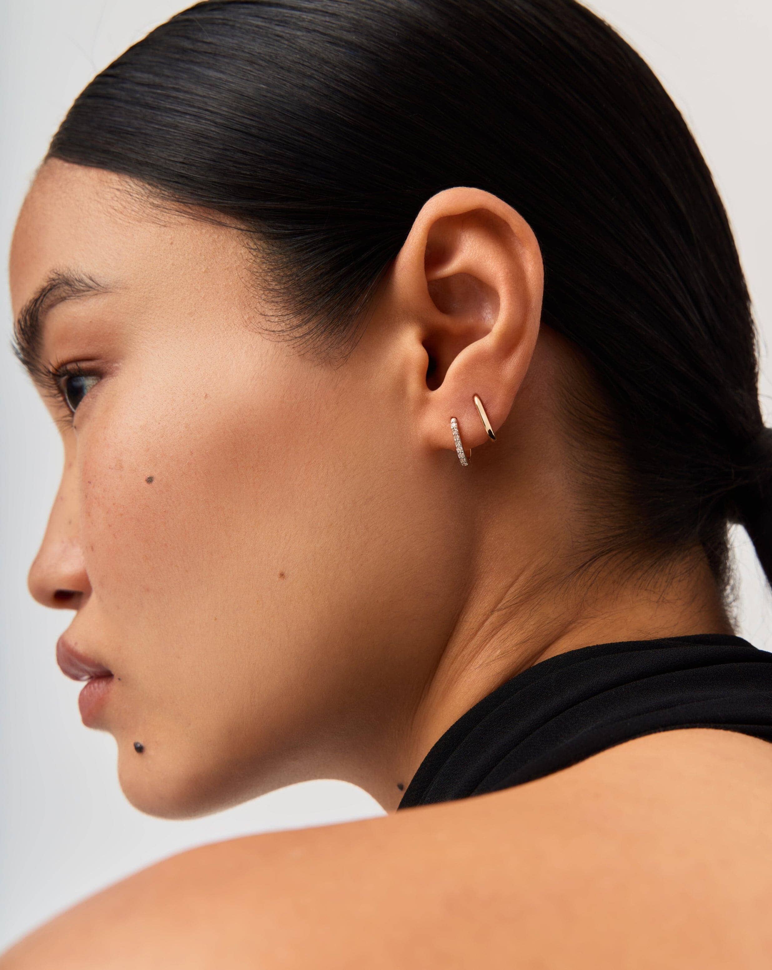 Fine Ovate Mini Hoop Earrings | 14k Solid Gold Earrings Missoma 