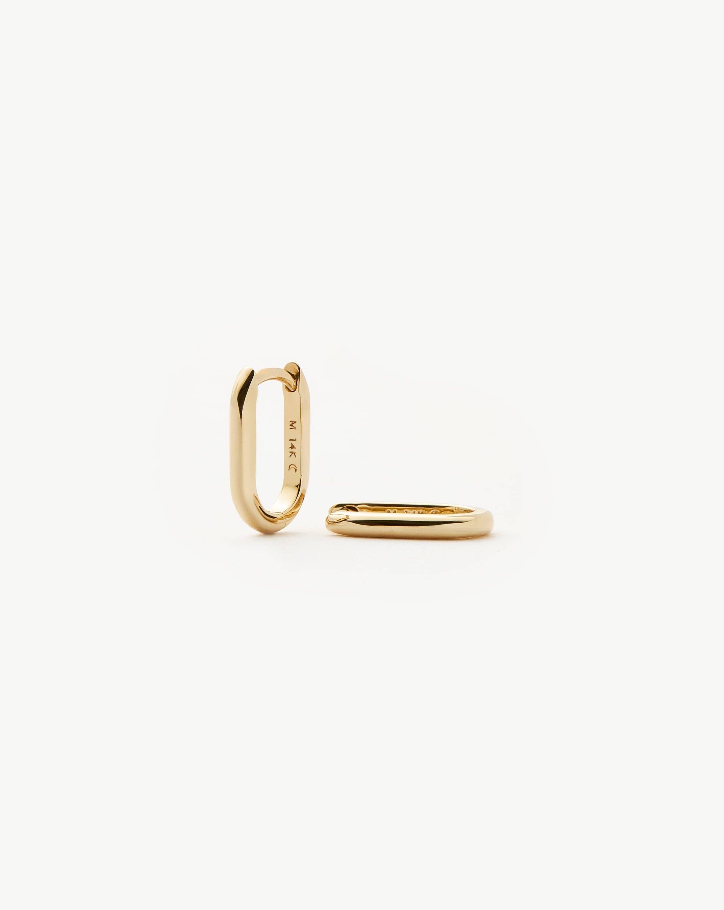 Fine Ovate Mini Hoop Earrings | 14k Solid Gold Earrings Missoma 