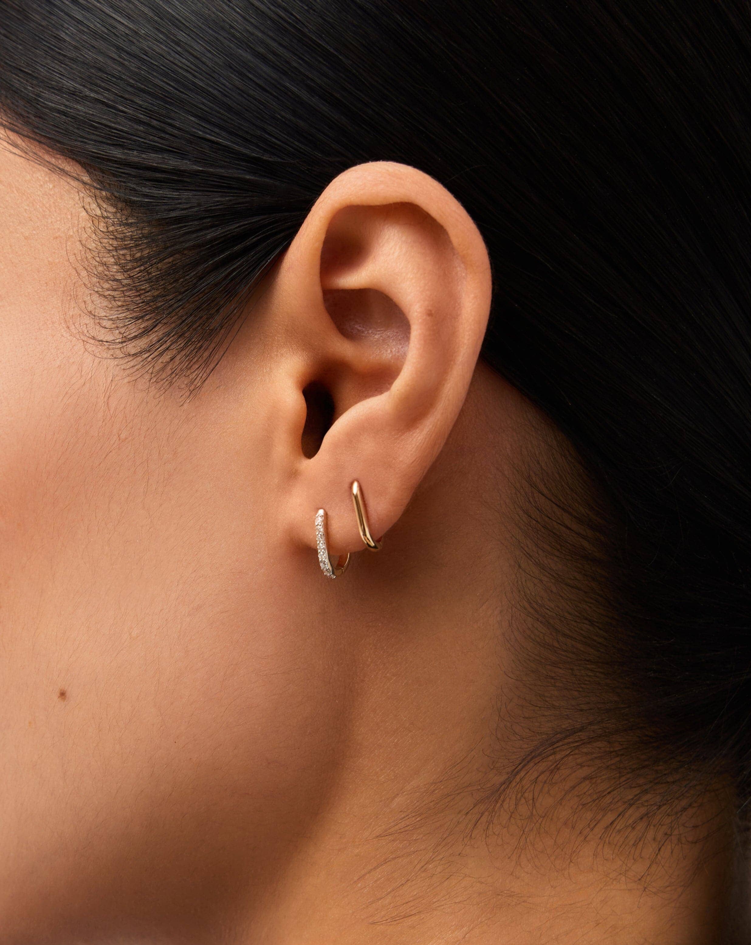 Fine Ovate Mini Hoop Earrings | 14k Solid Gold Earrings Missoma 