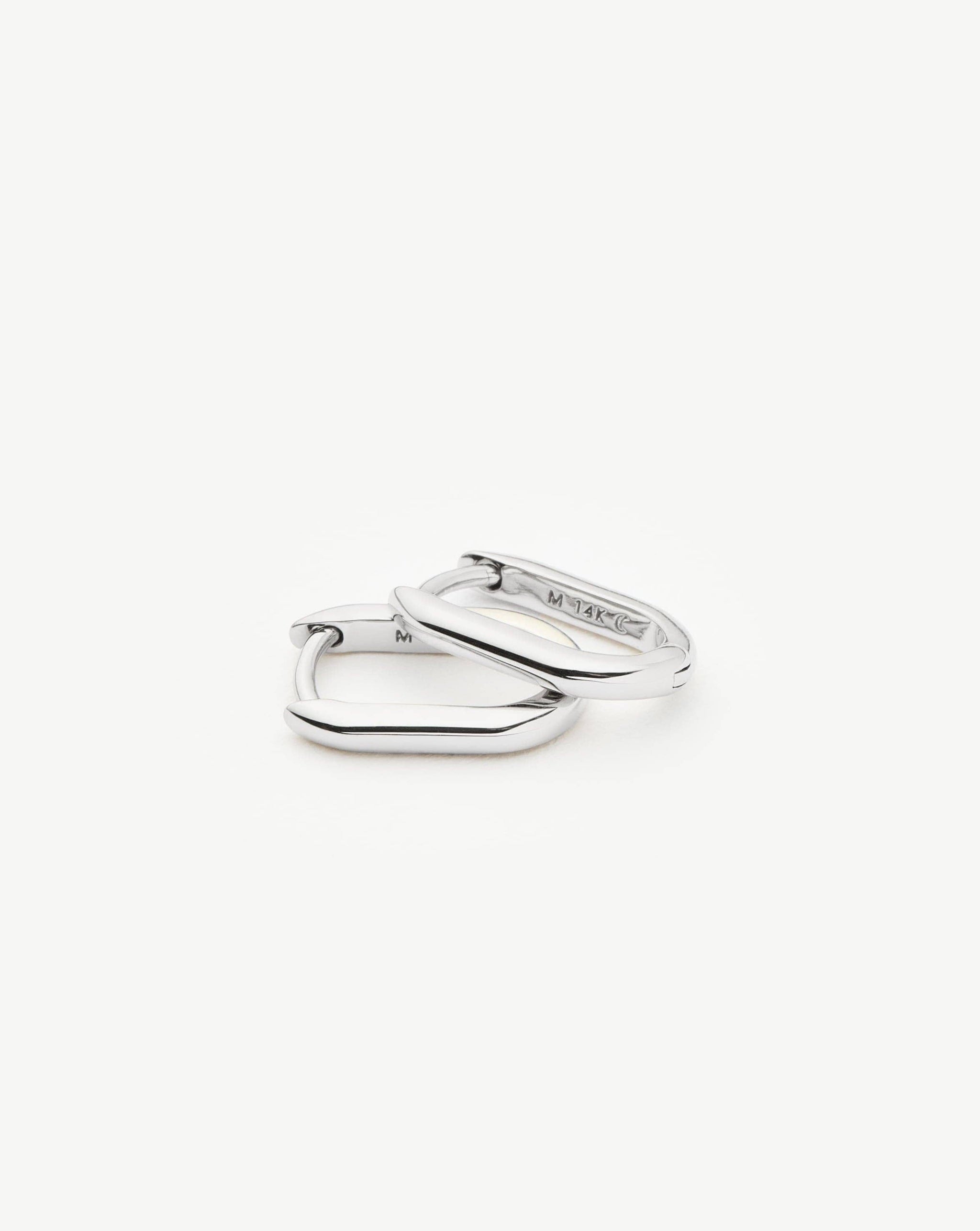 Fine Ovate Mini Hoop Earrings | 14k Solid White Gold Earrings Missoma 