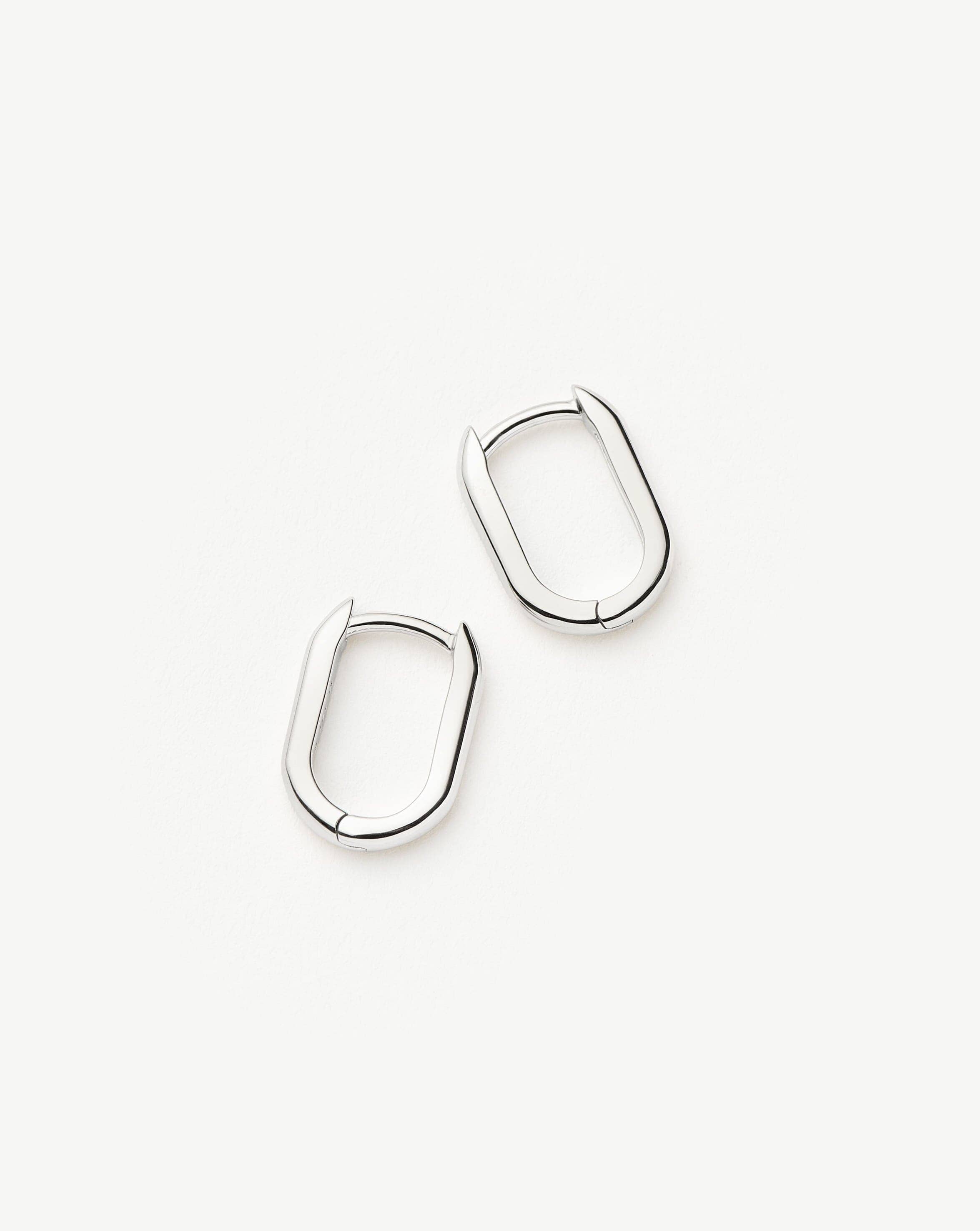 Fine Ovate Mini Hoop Earrings | 14k Solid White Gold Earrings Missoma 