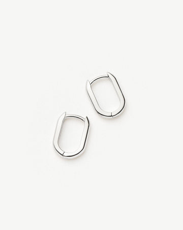 Fine Ovate Mini Hoop Earrings | 14k Solid White Gold Earrings Missoma 