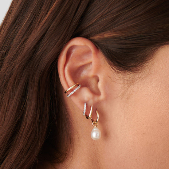 Fine Pearl Organic Drop Mini Hoop Earrings Earrings Missoma 