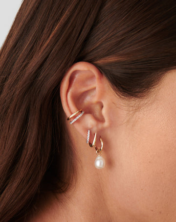 Fine Pearl Organic Drop Mini Hoop Earrings Earrings Missoma 