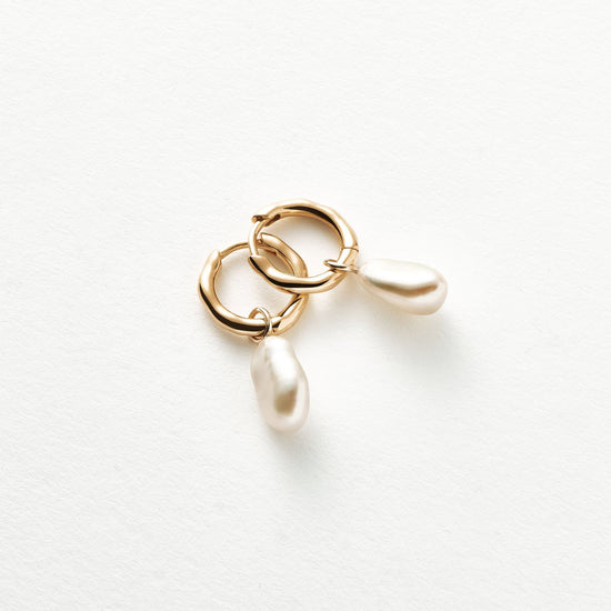 Fine Pearl Organic Drop Mini Hoop Earrings Earrings Missoma 