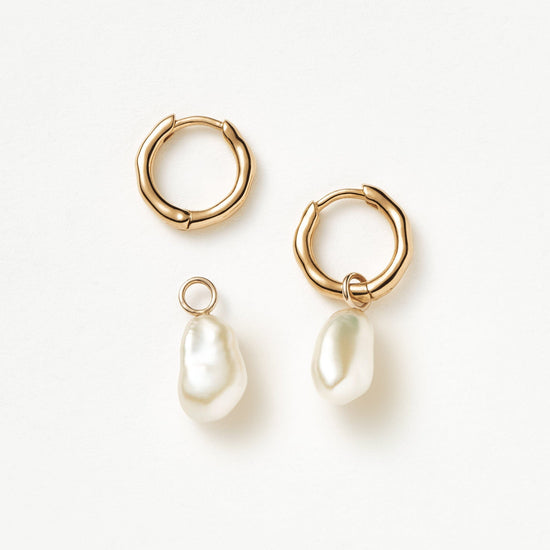 Fine Pearl Organic Drop Mini Hoop Earrings Earrings Missoma 