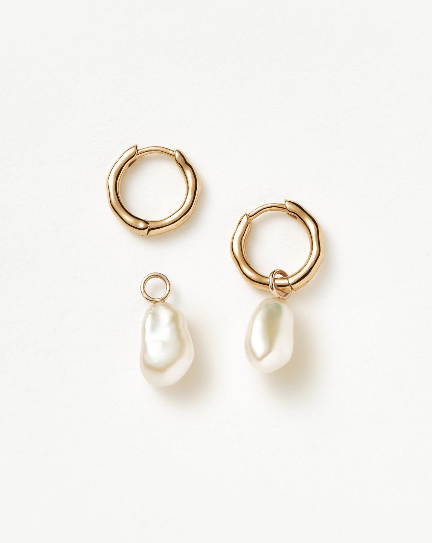 Fine Pearl Organic Drop Mini Hoop Earrings Earrings Missoma 