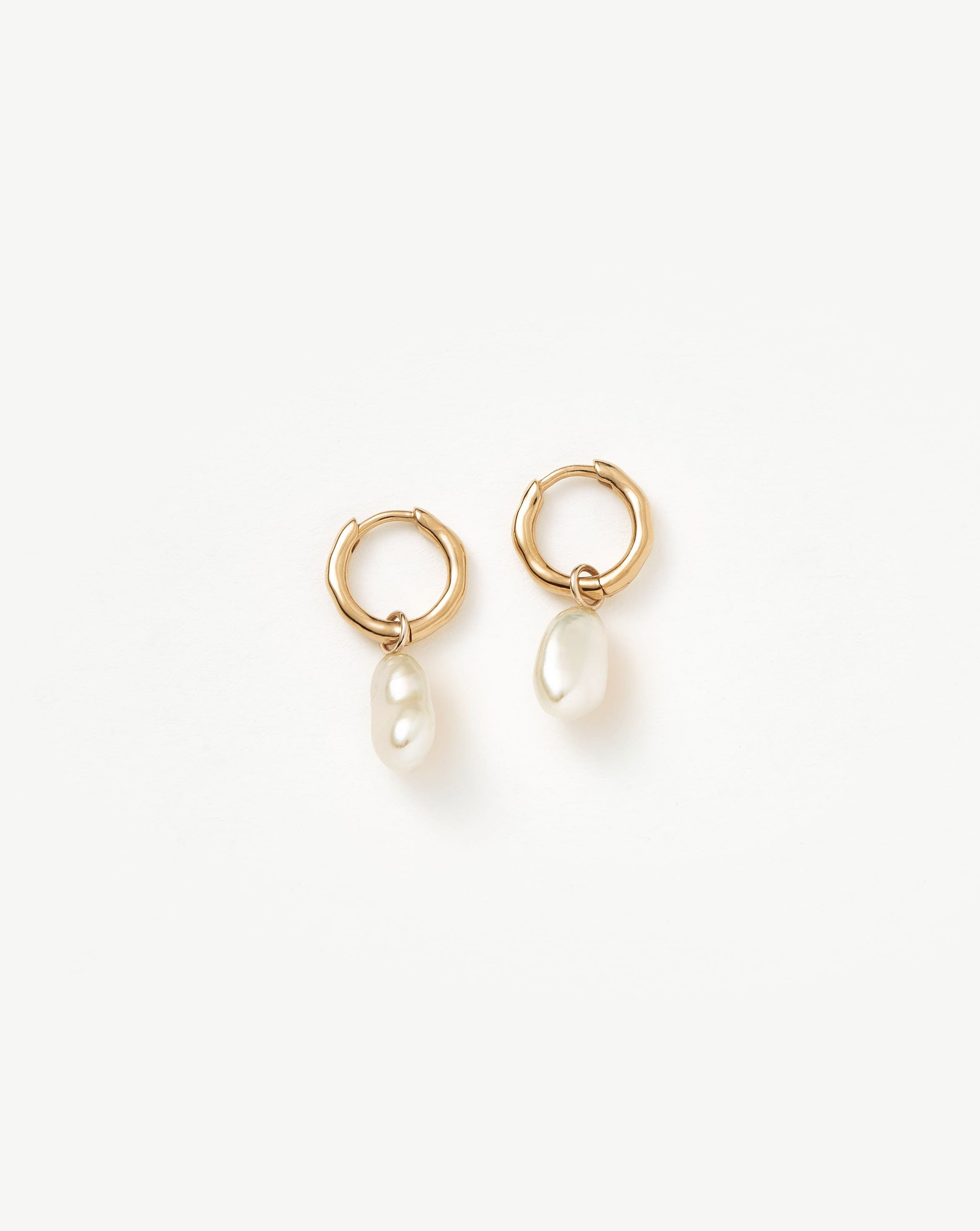 Fine Pearl Organic Drop Mini Hoop Earrings | Missoma