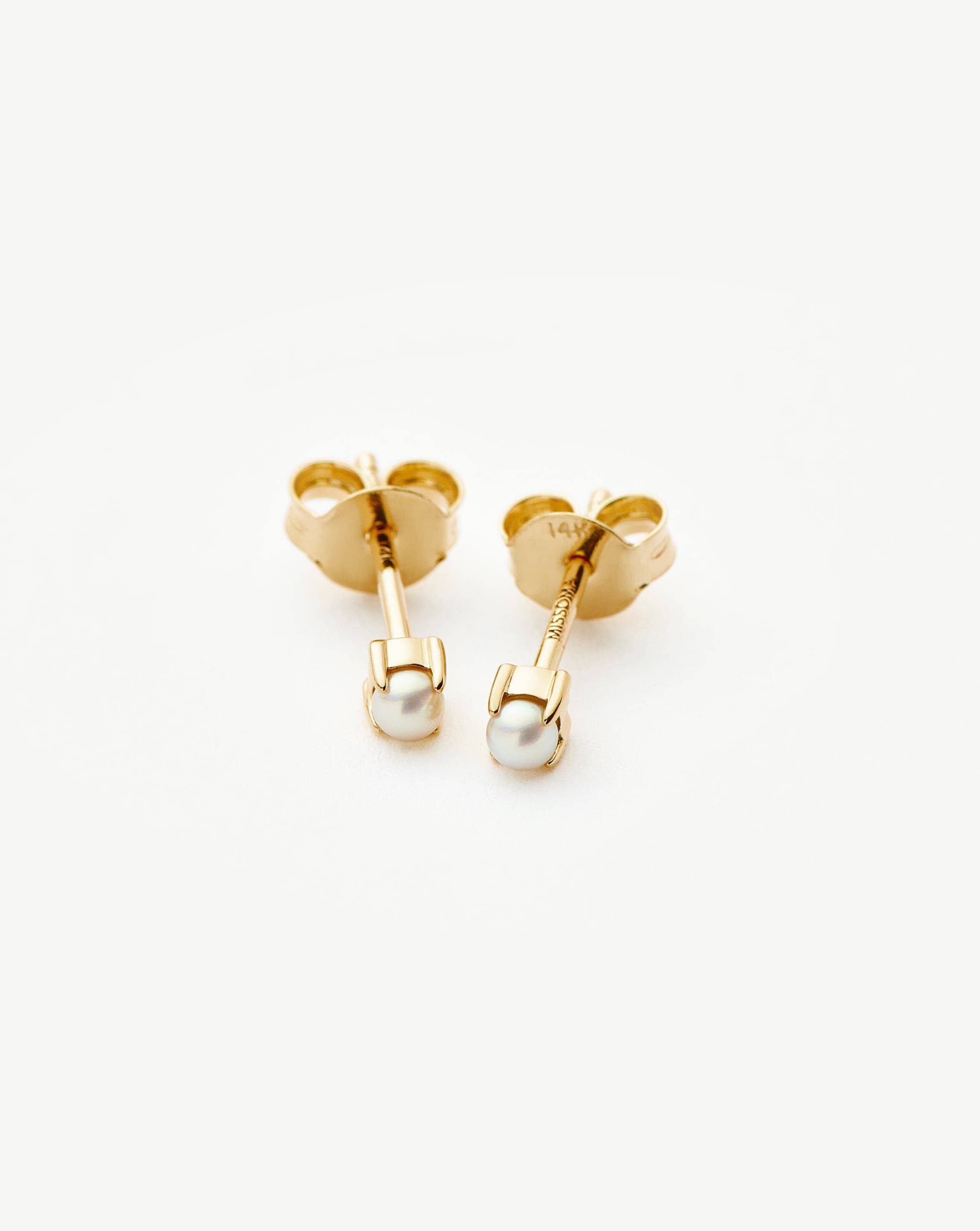 Fine Pearl Stud Earrings | 14k Solid Gold/Pearl Earrings Missoma 