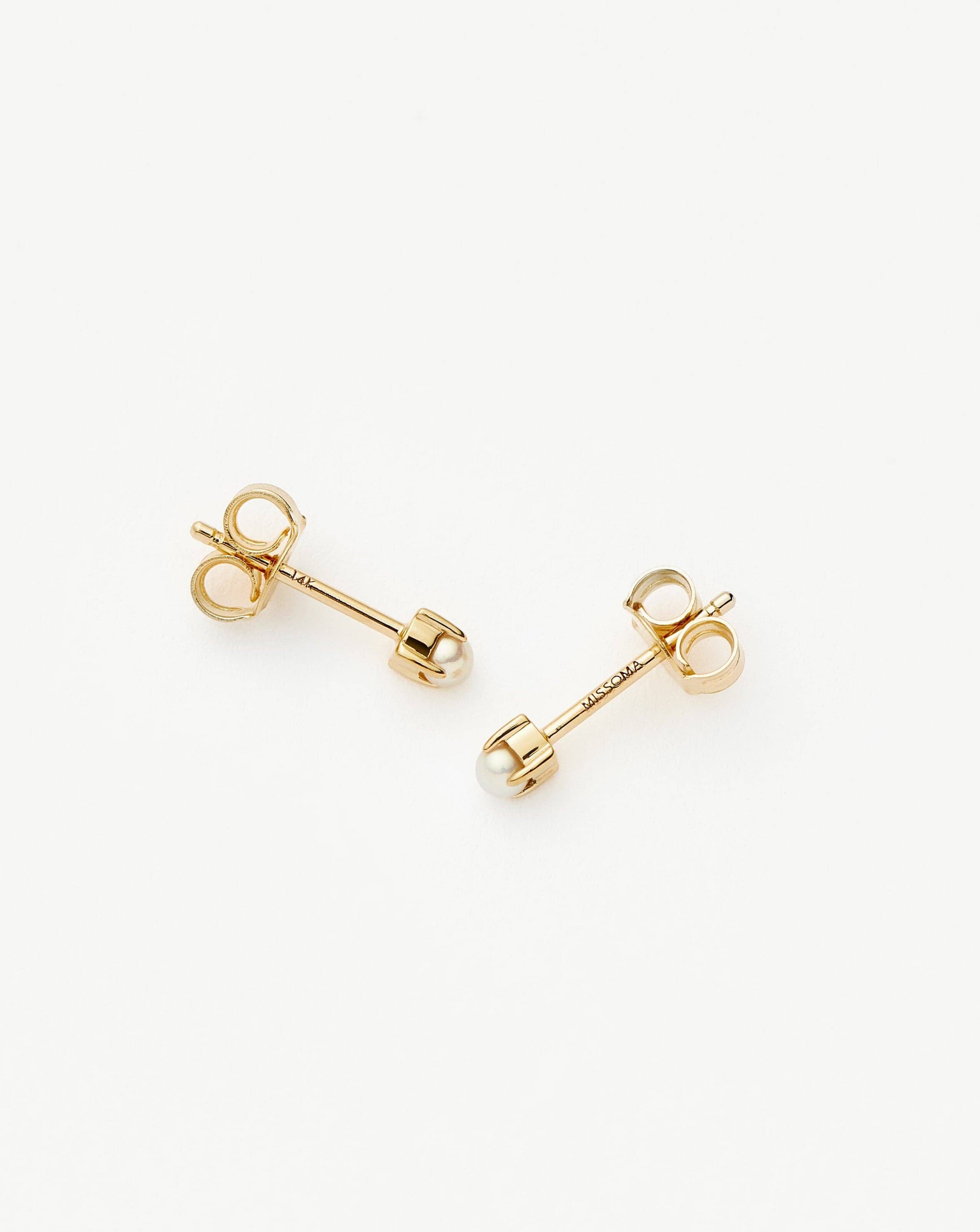 Fine Pearl Stud Earrings | 14k Solid Gold/Pearl Earrings Missoma 