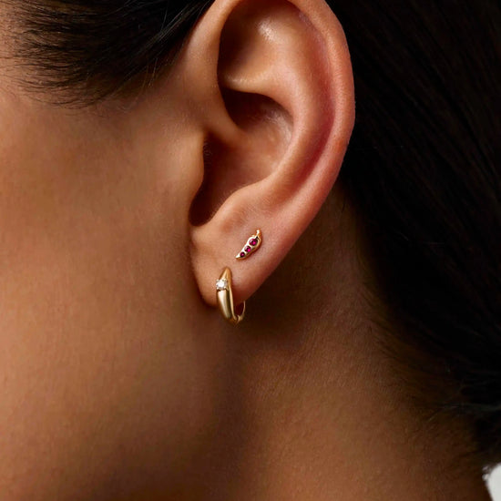 Fine Ruby Chilli Single Stud Earring | 14k Solid Gold/Ruby Earrings Missoma 