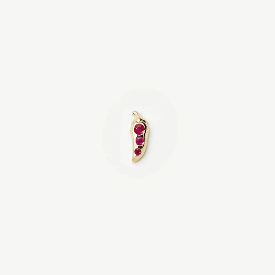 Fine Ruby Chilli Single Stud Earring | 14k Solid Gold/Ruby Earrings Missoma 