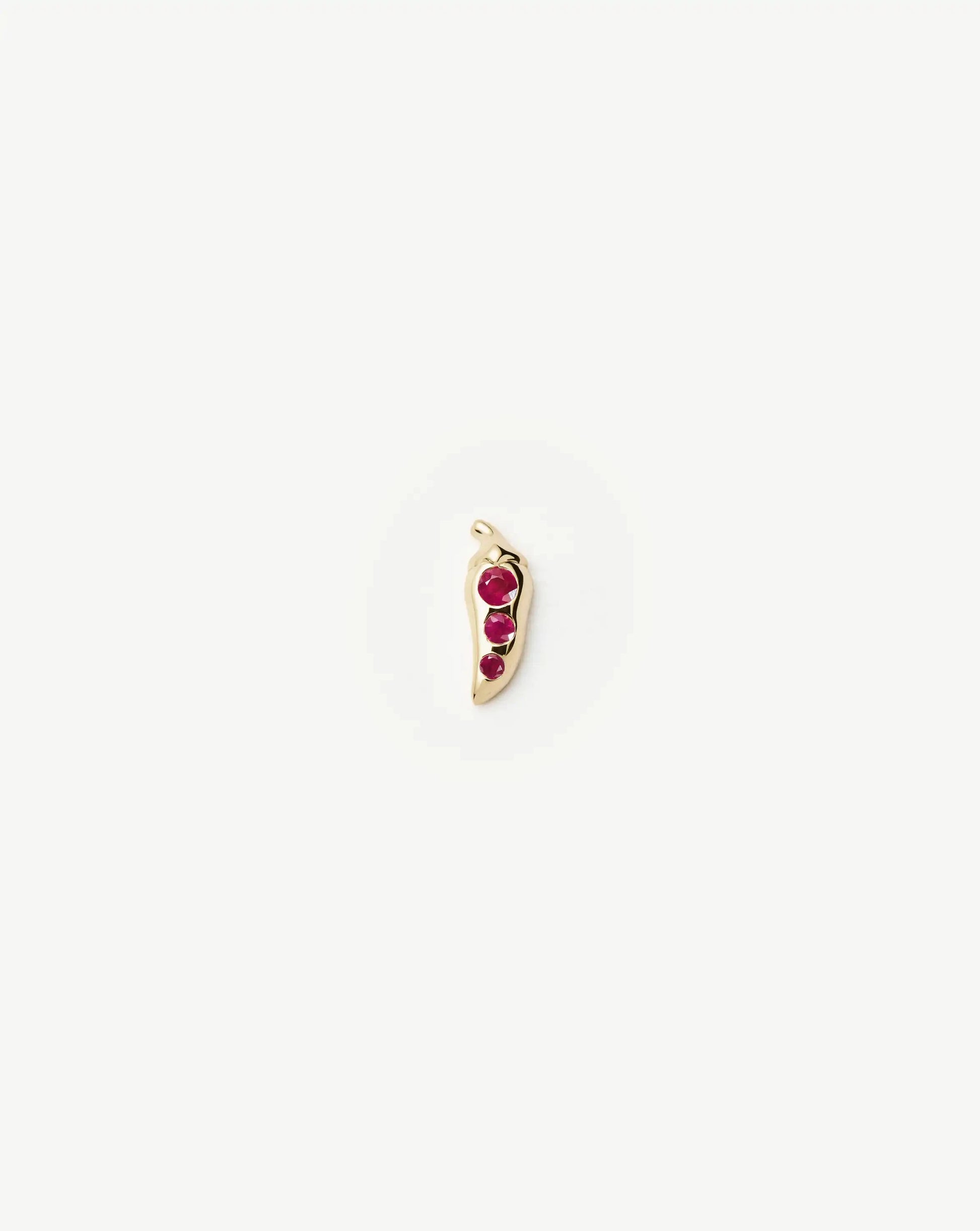 Fine Ruby Chilli Single Stud Earring | 14k Solid Gold/Ruby Earrings Missoma 