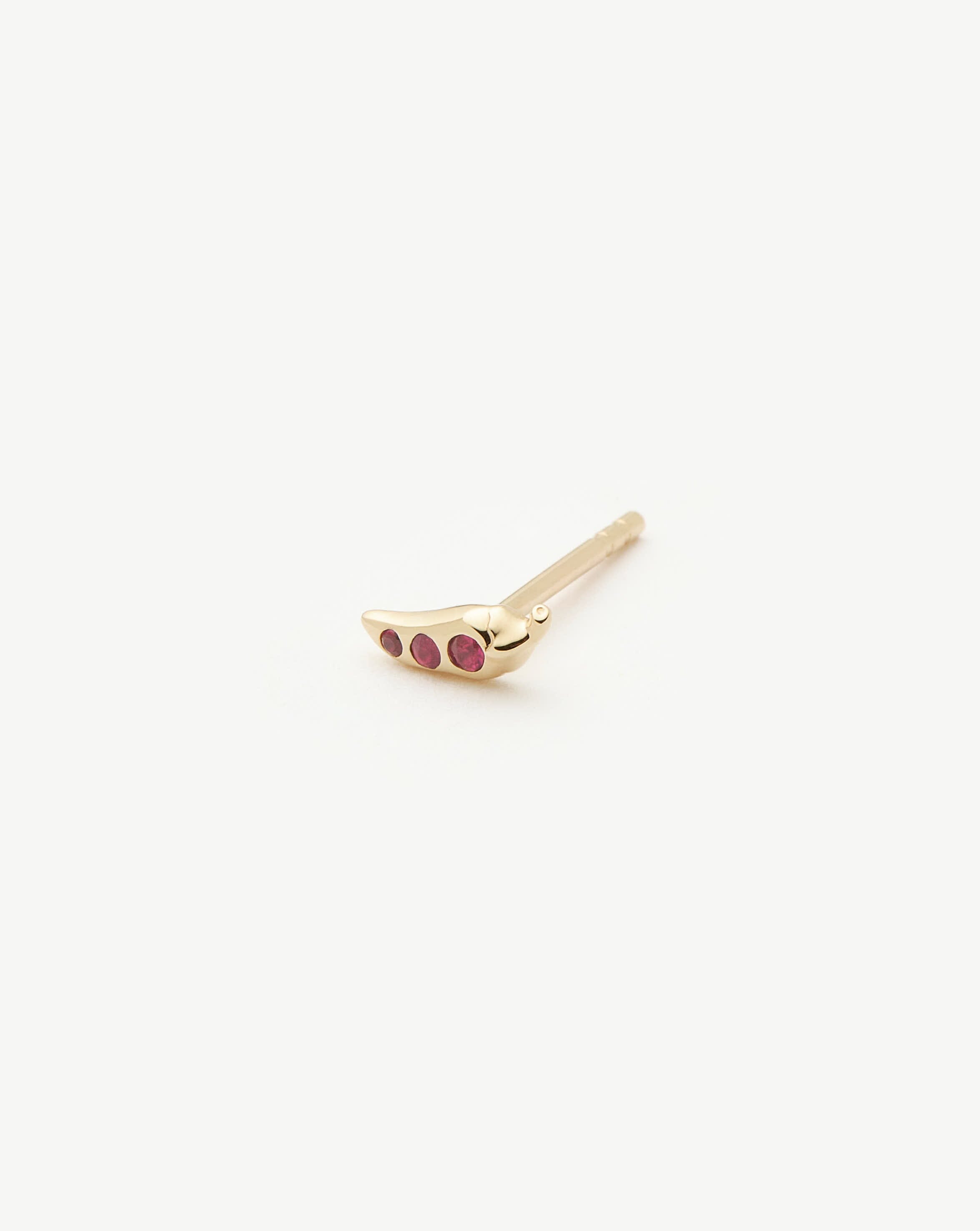 Fine Ruby Chilli Single Stud Earring | 14k Solid Gold/Ruby Earrings Missoma 