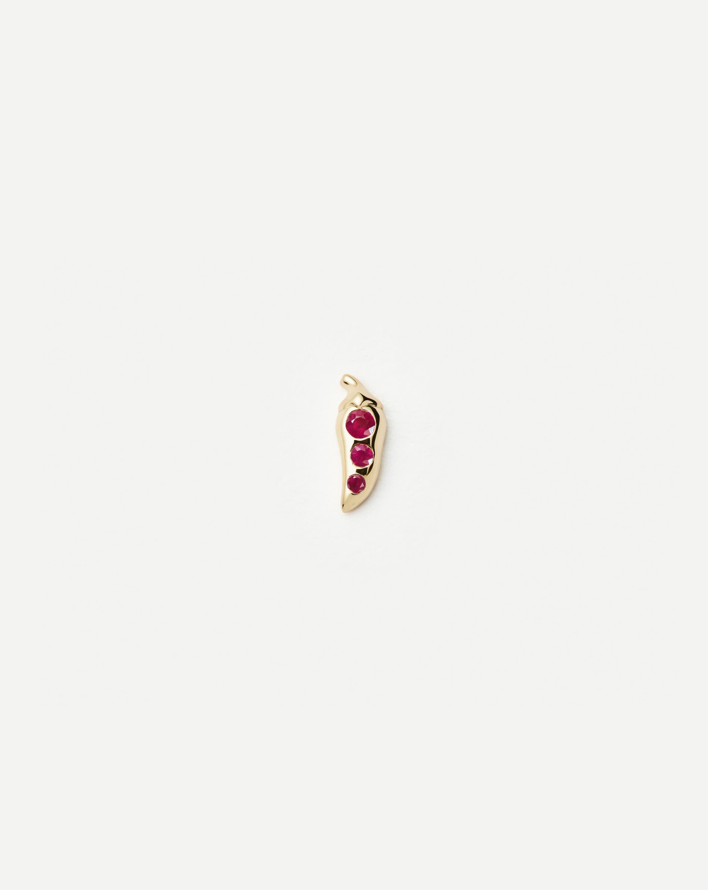 Fine Ruby Chilli Single Stud Earring | 14k Solid Gold/Ruby Earrings Missoma 