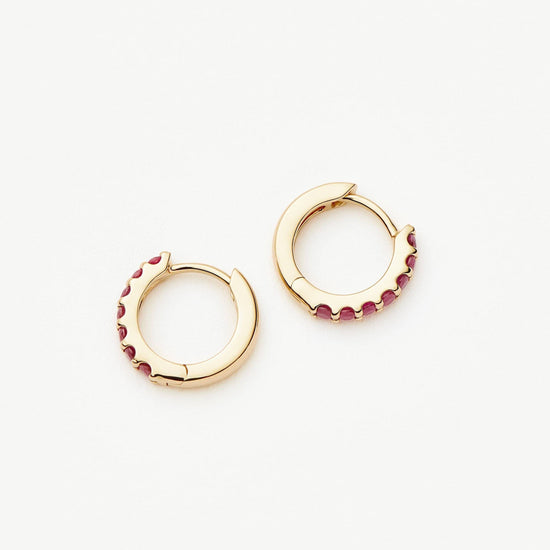 Fine Ruby Huggies | 14k Solid Gold/Ruby Earrings Missoma 