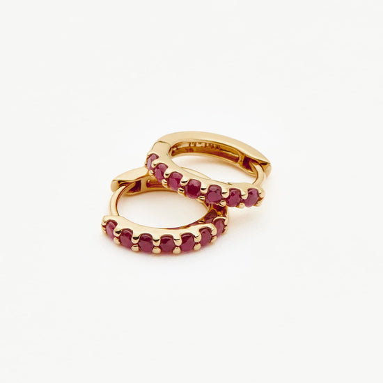 Fine Ruby Huggies | 14k Solid Gold/Ruby Earrings Missoma 