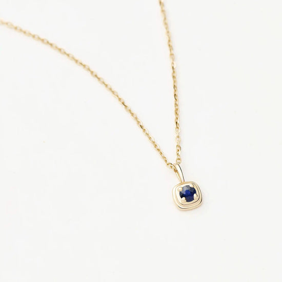 Fine September Birthstone Pendant Necklace | 14k Solid Gold/Blue Sapphire Necklace Missoma 