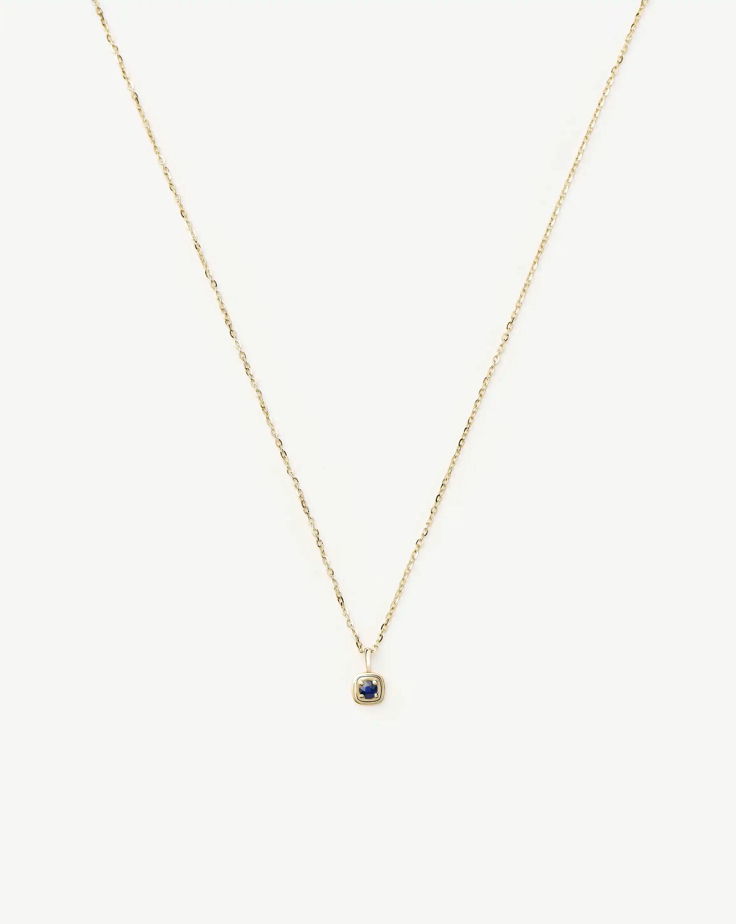 Fine September Birthstone Pendant Necklace | 14k Solid Gold/Blue Sapphire Necklace Missoma 