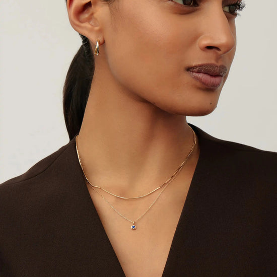 Fine September Birthstone Pendant Necklace | 14k Solid Gold/Blue Sapphire Necklace Missoma 