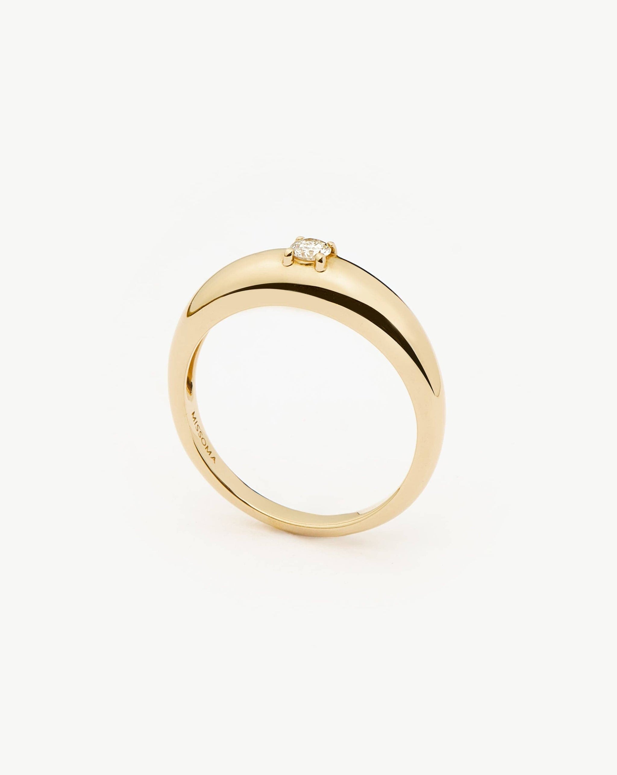 Fine Single Diamond Classic Dome Ring | 14k Solid Gold/Diamond Rings Missoma 