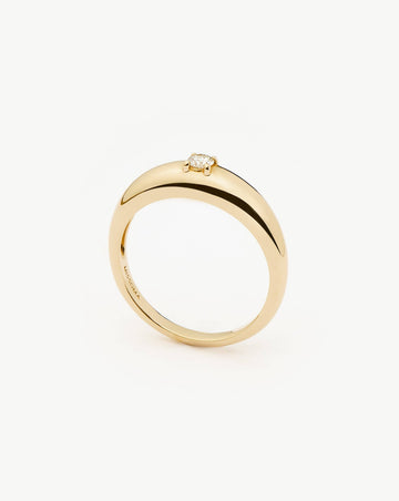 Fine Single Diamond Classic Dome Ring | 14k Solid Gold/Diamond Rings Missoma 