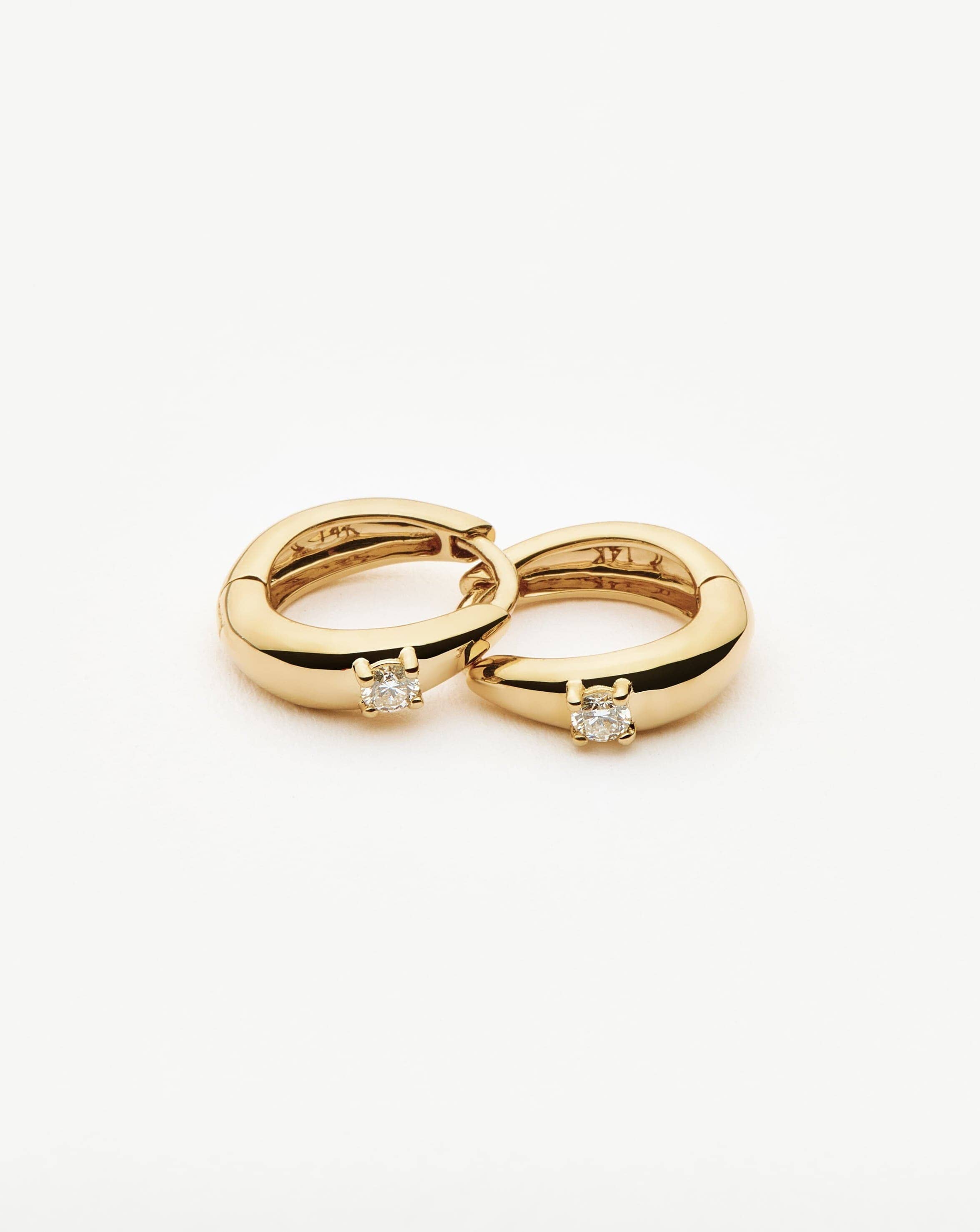 Fine Single Diamond Dome Huggies | 14k Solid Gold/Diamond Earrings Missoma 