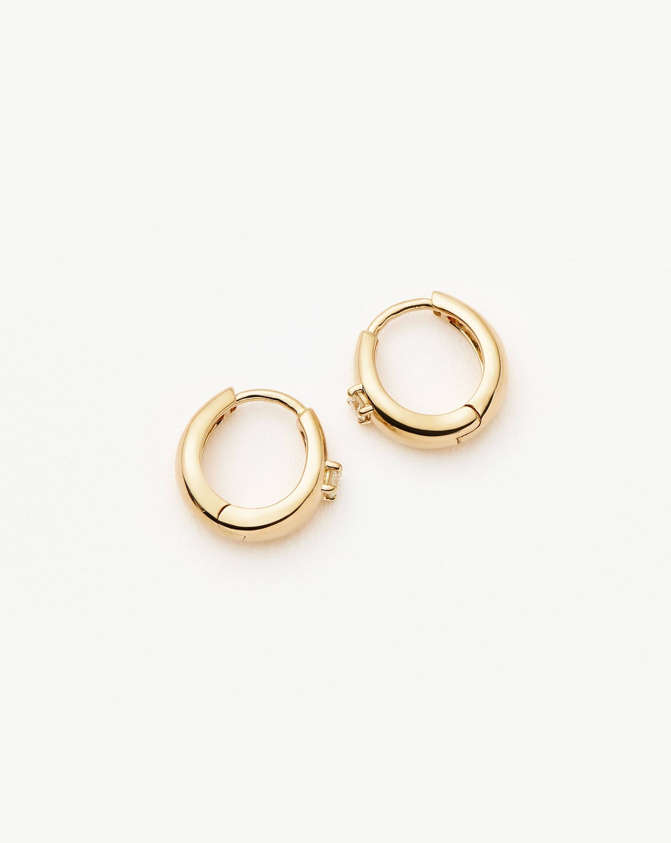 Fine Single Diamond Dome Huggies | 14k Solid Gold/Diamond Earrings Missoma 