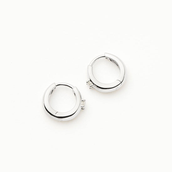 Fine Single Diamond Dome Huggies | 14k Solid White Gold/Diamond Earrings Missoma 