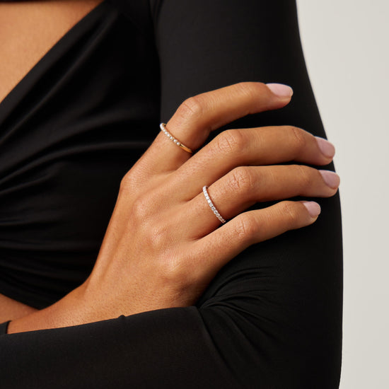 Fine Slim Half Eternity Ring | 14k Solid Gold/Diamond Rings Missoma 