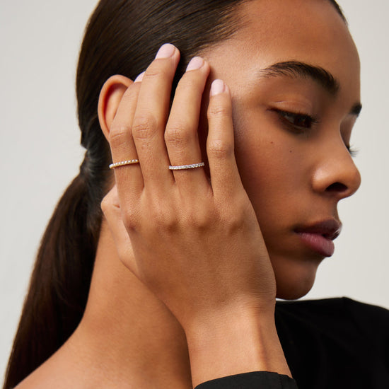 Fine Slim Half Eternity Ring | 14k Solid Gold/Diamond Rings Missoma 