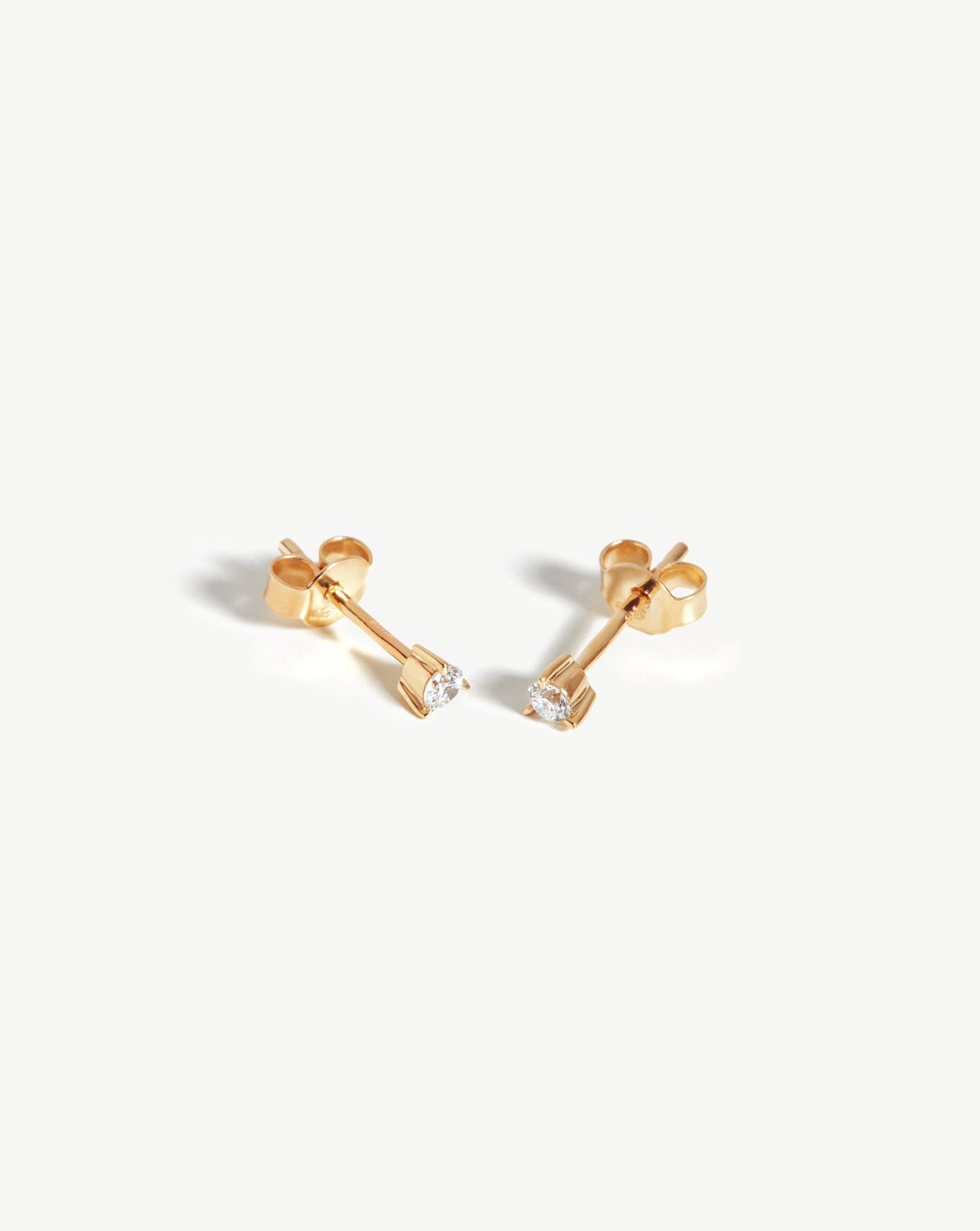Fine Small Solitaire Diamond Stud Earrings | 14k Solid Gold Earrings Missoma 