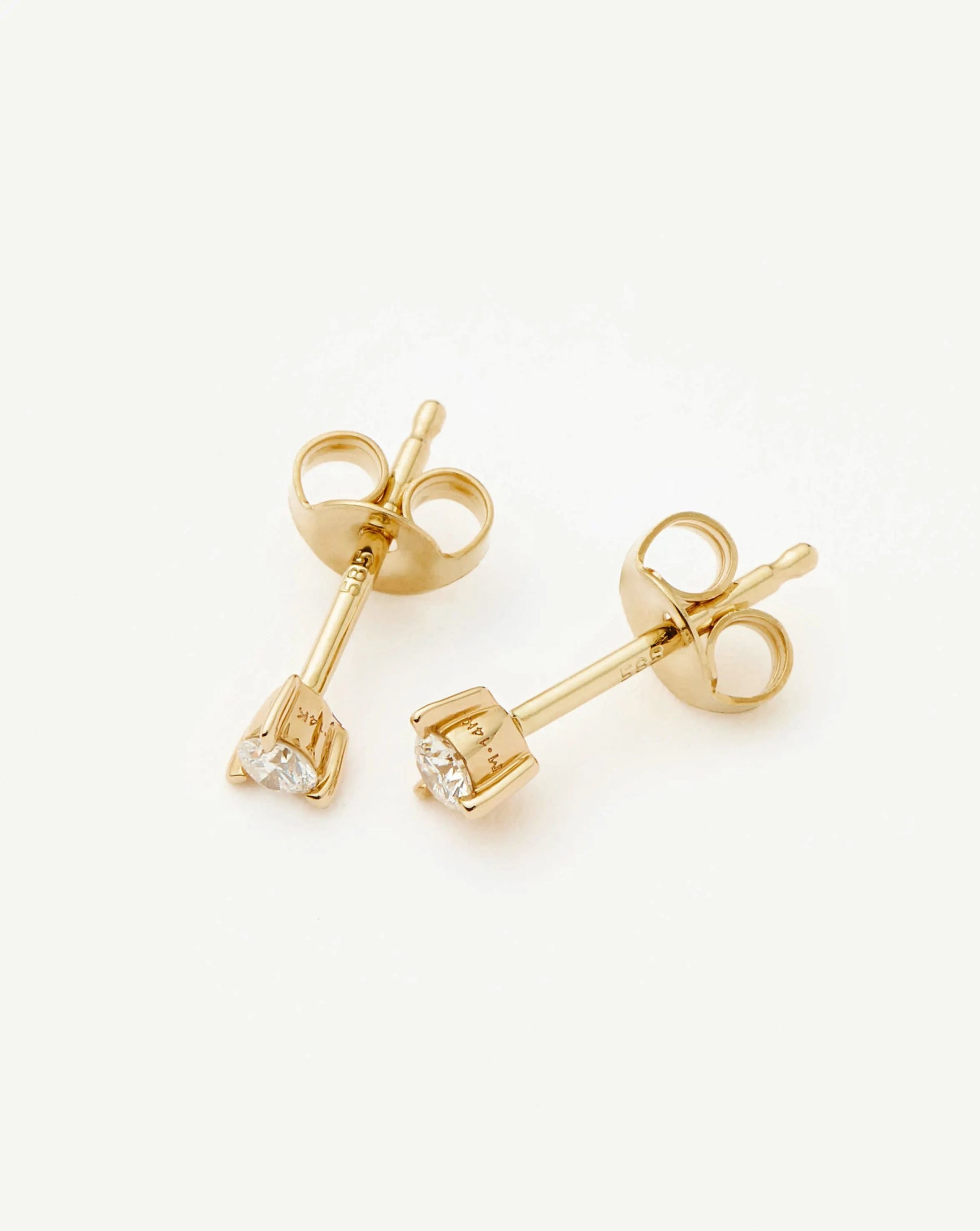 Fine Small Solitaire Diamond Stud Earrings | 14k Solid Gold Earrings Missoma 