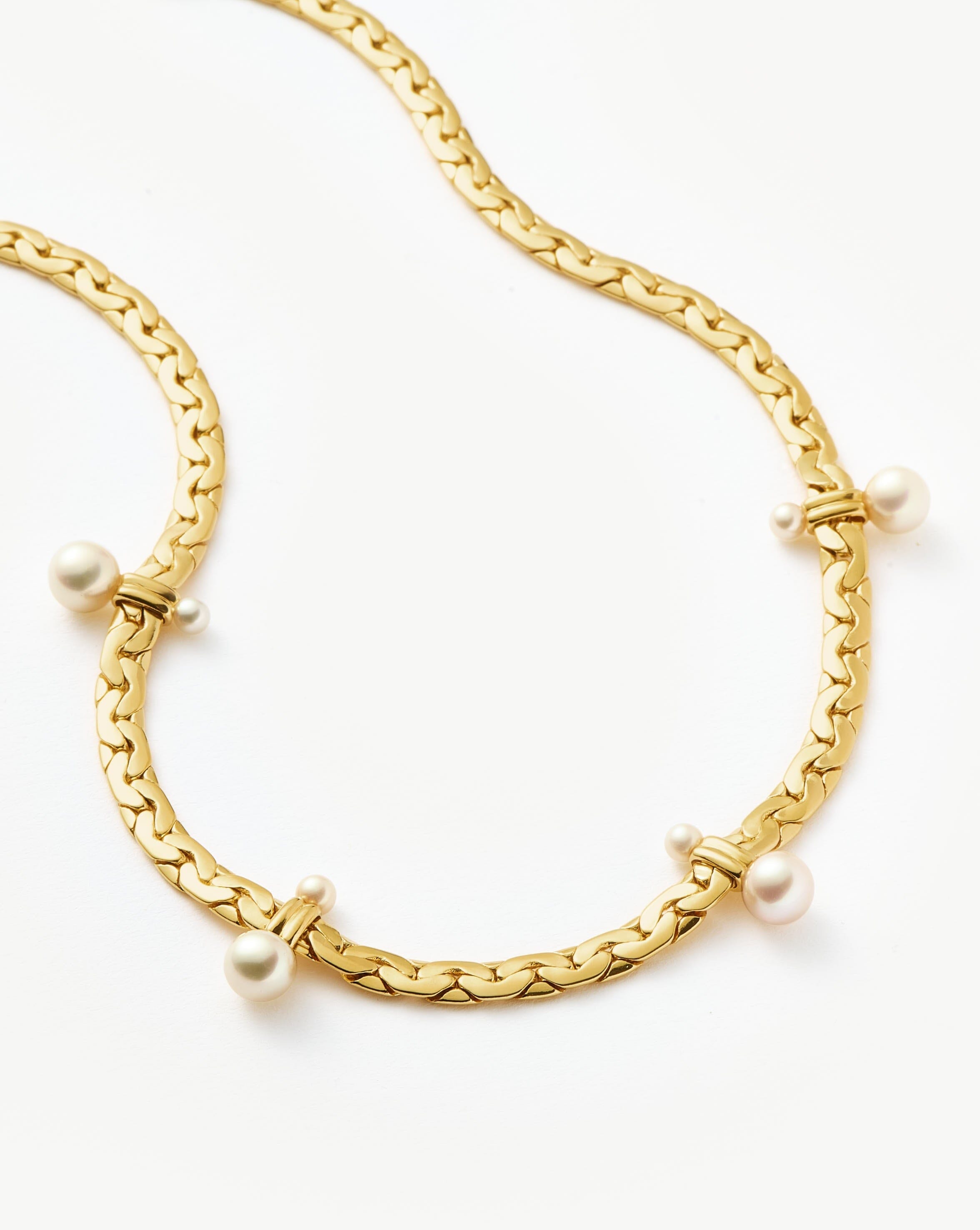 Floating Pearl Cobra Chain Choker | 18k Gold Plated/Pearl Necklaces Missoma 