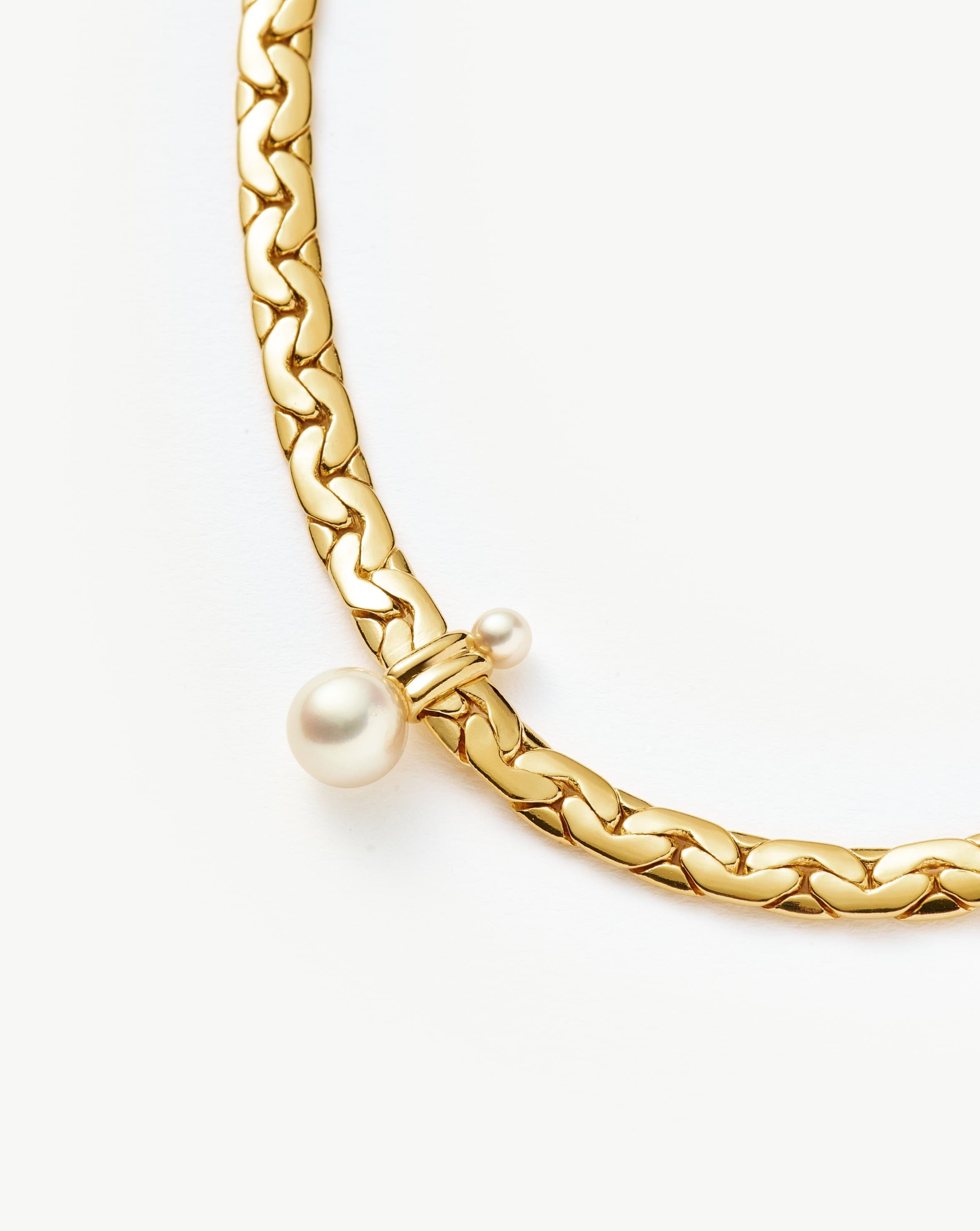Floating Pearl Cobra Chain Choker | 18k Gold Plated/Pearl Necklaces Missoma 