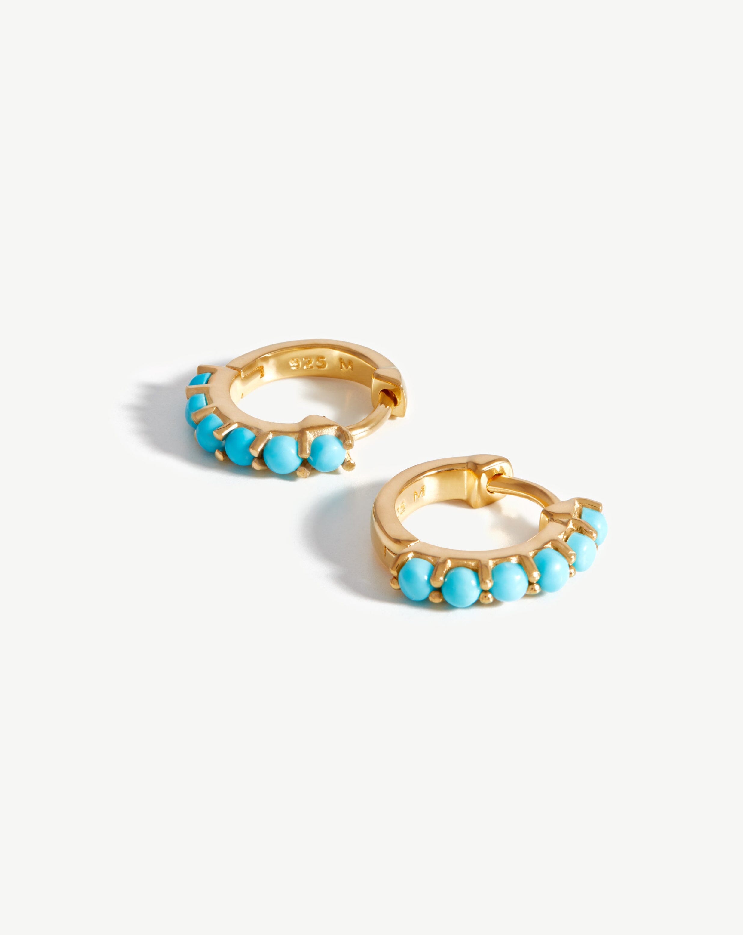 Gemstone Huggies | 18ct Gold Plated Vermeil/Turquoise Earrings Missoma 