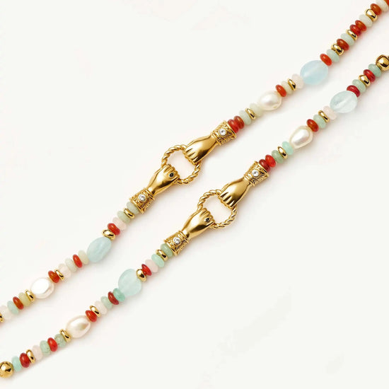 Harris Reed In Good Hands Beaded Gemstone Bracelet | 18k Gold Plated/Multi Gemstone & Pearl Bracelets Missoma 