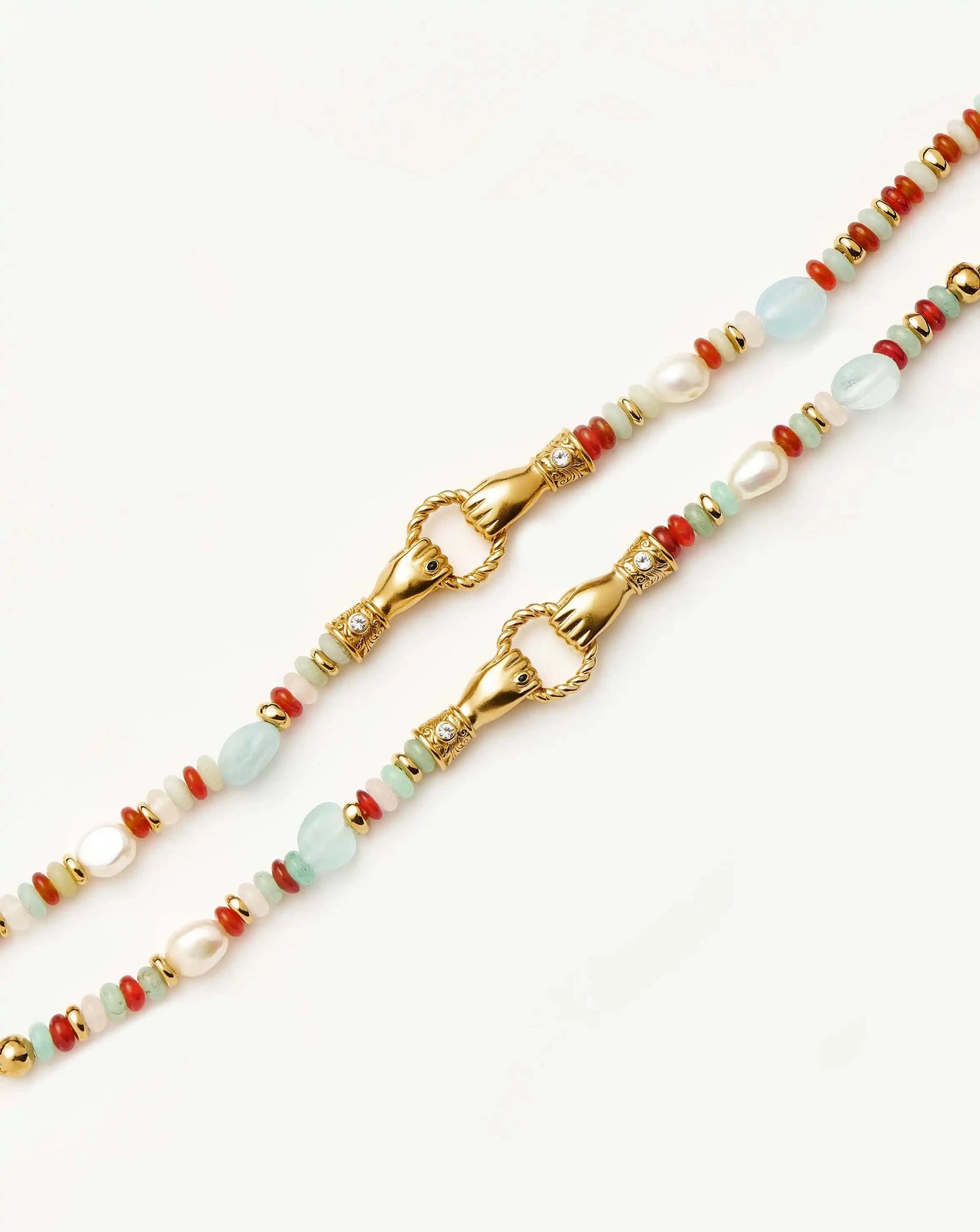 Harris Reed In Good Hands Beaded Gemstone Bracelet | 18k Gold Plated/Multi Gemstone & Pearl Bracelets Missoma 