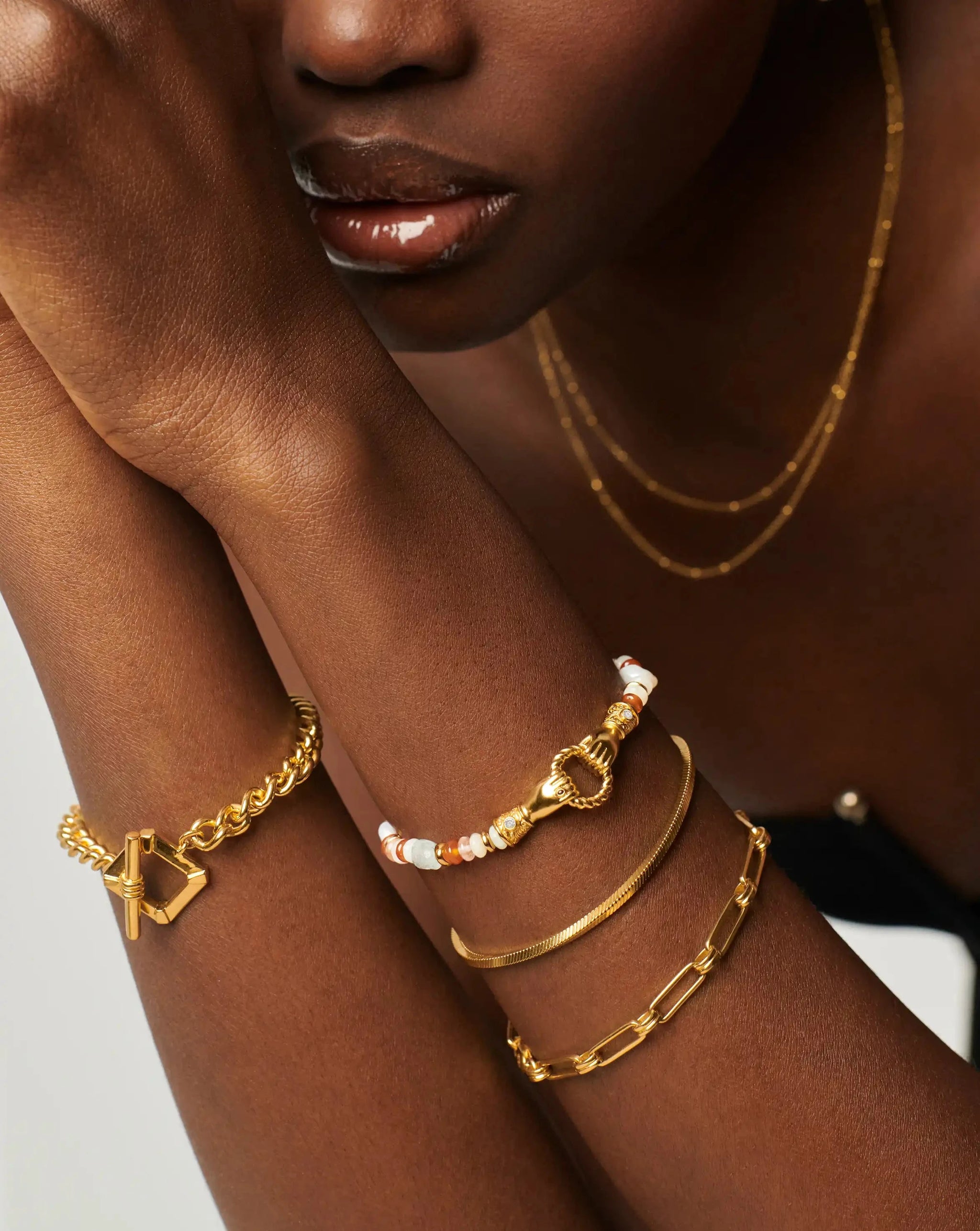 Harris Reed In Good Hands Beaded Gemstone Bracelet | 18k Gold Plated/Multi Gemstone & Pearl Bracelets Missoma 