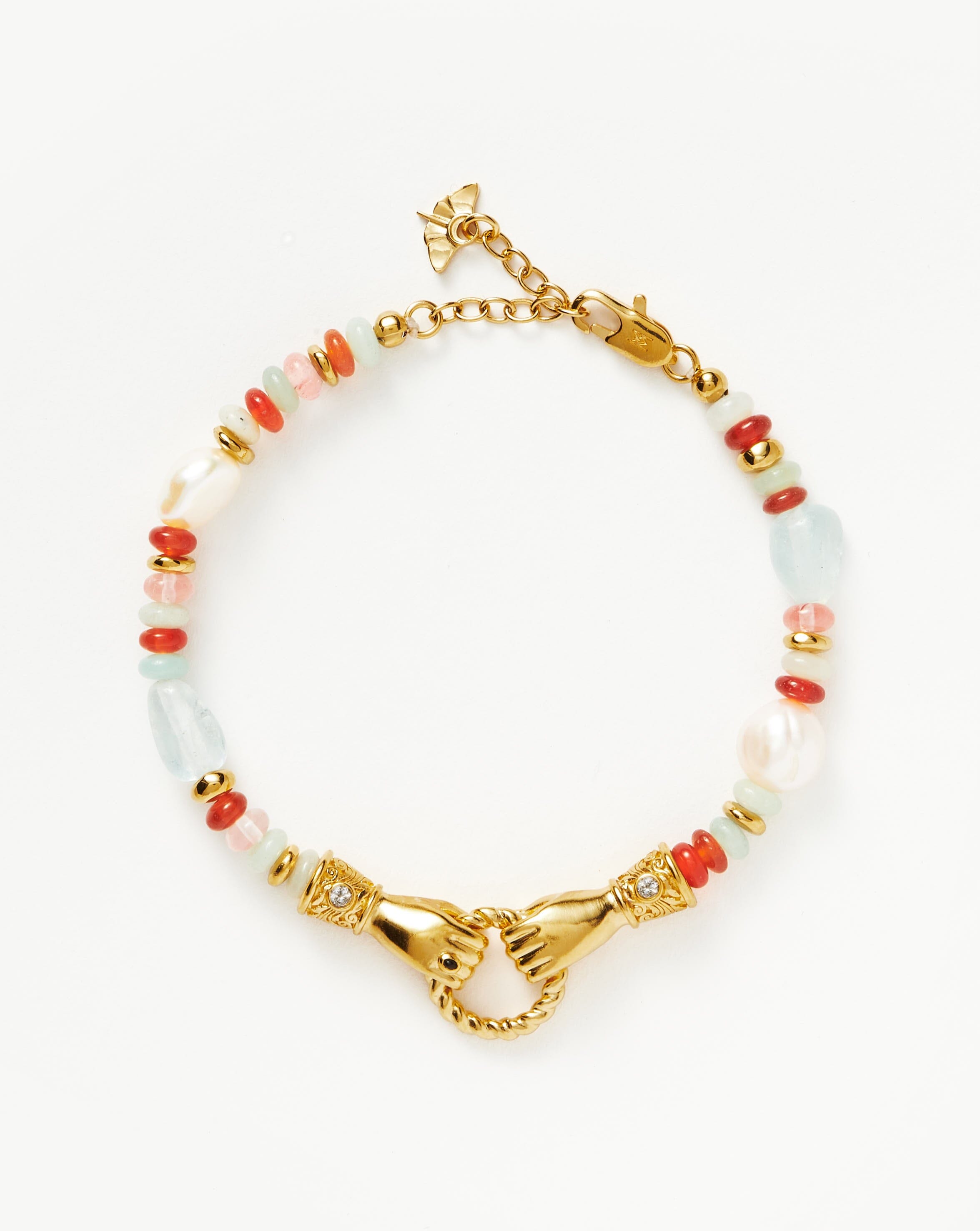 Harris Reed In Good Hands Beaded Gemstone Bracelet | 18k Gold Plated/Multi Gemstone & Pearl Bracelets Missoma 