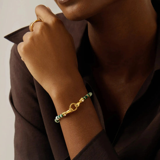 Harris Reed In Good Hands Beaded Gemstone Bracelet | 18k Gold Plated/Multi Green Gemstone & Pearl Bracelets Missoma 