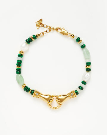 Harris Reed In Good Hands Beaded Gemstone Bracelet | 18k Gold Plated/Multi Green Gemstone & Pearl Bracelets Missoma 