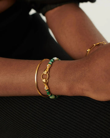 Harris Reed In Good Hands Beaded Gemstone Bracelet | 18k Gold Plated/Multi Green Gemstone & Pearl Bracelets Missoma 