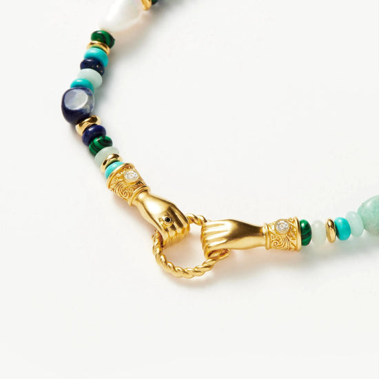 Harris Reed In Good Hands Beaded Gemstone Bracelet | 18k Gold Plated/Turquoise, Lapis & Pearl Bracelets Missoma 