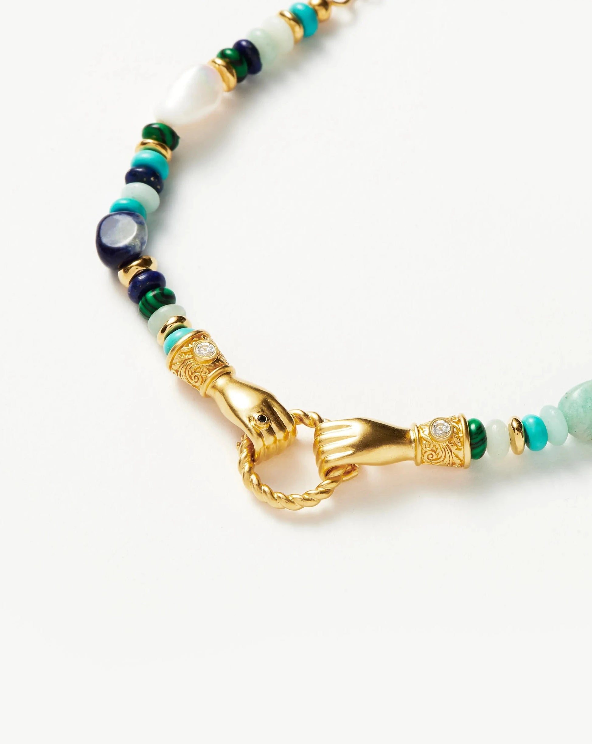 Harris Reed In Good Hands Beaded Gemstone Bracelet | 18k Gold Plated/Turquoise, Lapis & Pearl Bracelets Missoma 