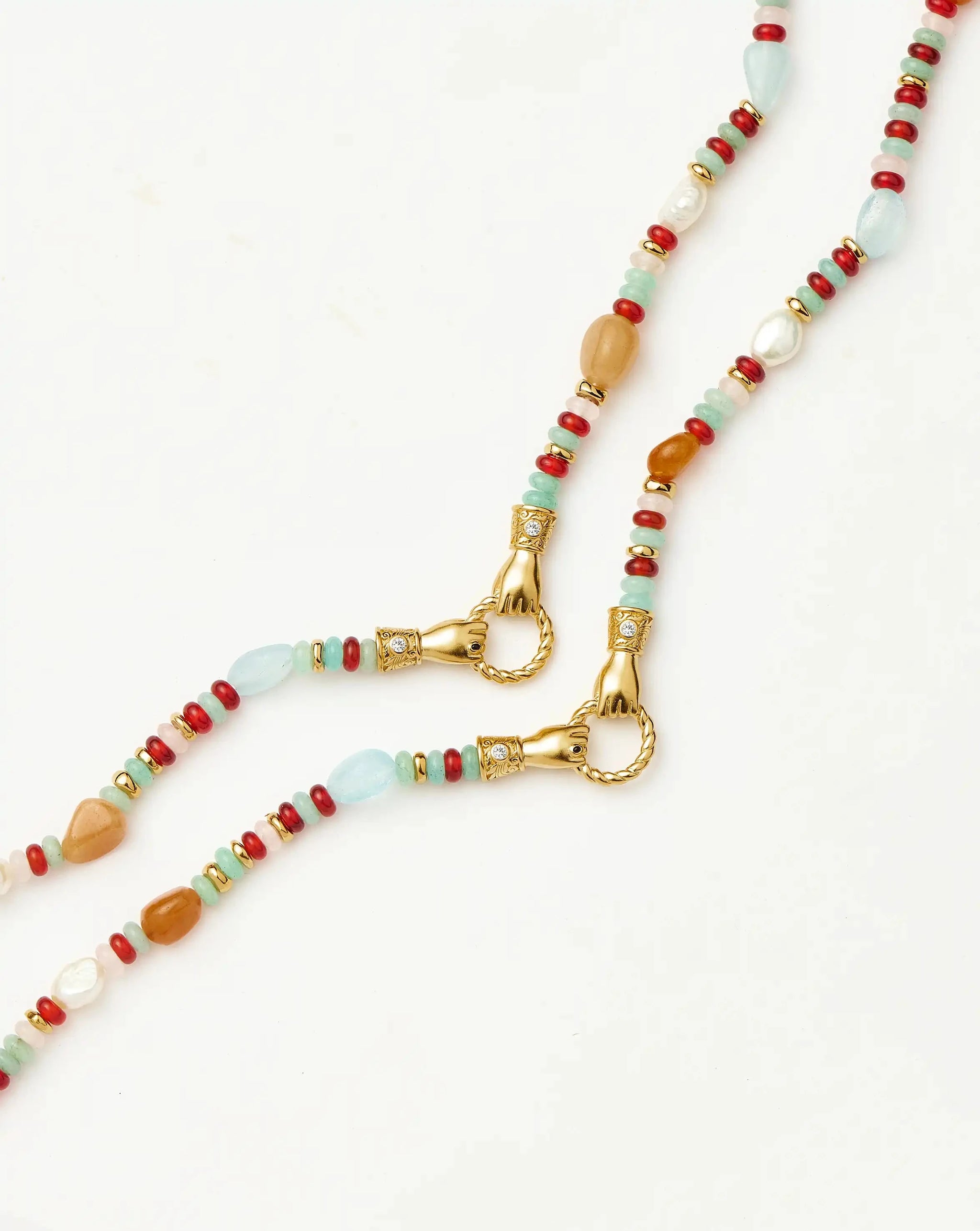 Harris Reed In Good Hands Beaded Gemstone Necklace | 18k Gold Plated/Multi Gemstone & Pearl Necklaces Missoma 
