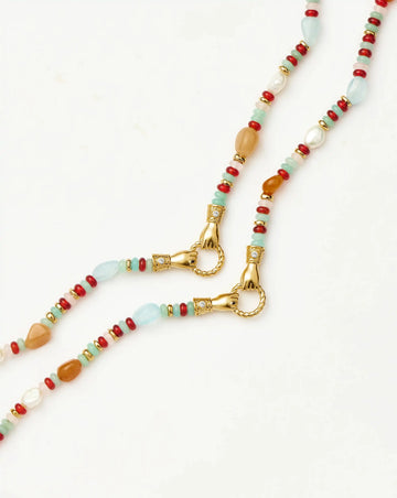 Harris Reed In Good Hands Beaded Gemstone Necklace | 18k Gold Plated/Multi Gemstone & Pearl Necklaces Missoma 
