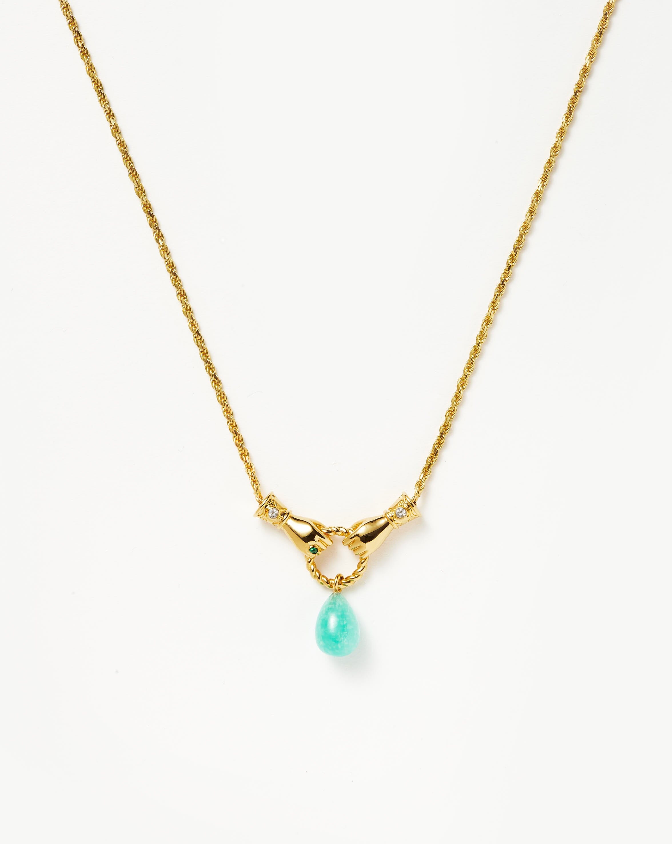 Harris Reed In Good Hands Drop Pendant Necklace | 18k Gold Plated/Amazonite & Pearl Necklaces Missoma 