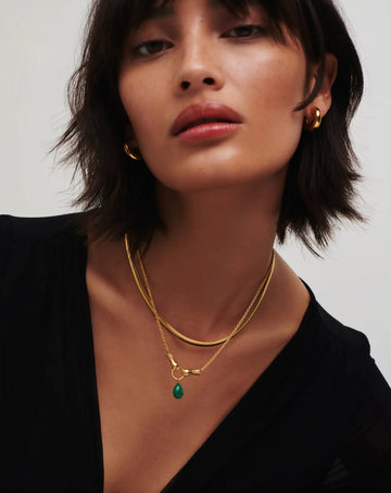 Harris Reed In Good Hands Drop Pendant Necklace | 18k Gold Plated/Malachite & Pearl Necklaces Missoma 
