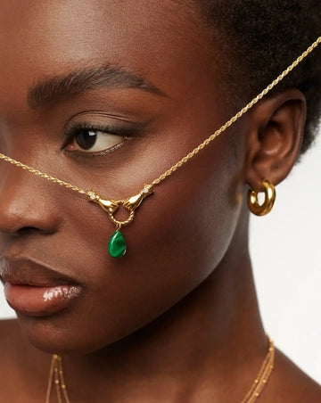 Harris Reed In Good Hands Drop Pendant Necklace | 18k Gold Plated/Malachite & Pearl Necklaces Missoma 